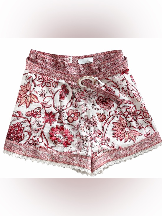 Zimmermann Pants - Zimmermann Floral High-Waist Shorts with Belt